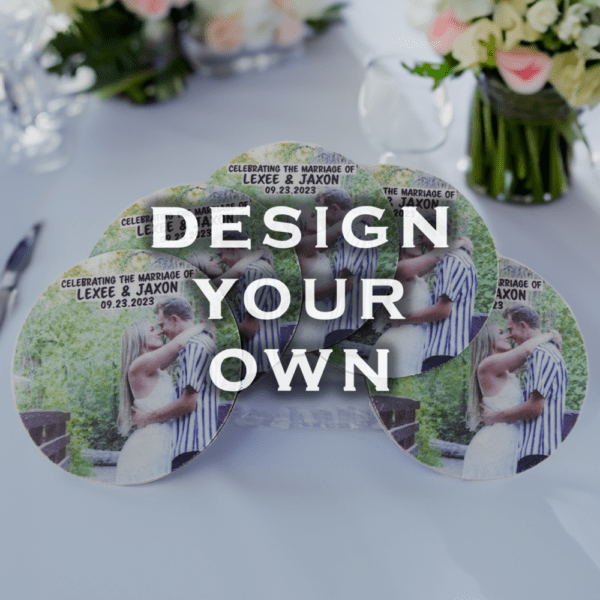 Custom personalized table coasters, showcasing company branding or event photography. #CustomCoasters #LogoCoasters #Eventplanners #PersonalizedGifts #DisturbedLogo