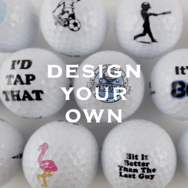 Custom logo golf balls in various colors, ideal for branding with company logos #GolfBalls #GolfLife #CustomGolf #BrandedSports #DisturbedLogo