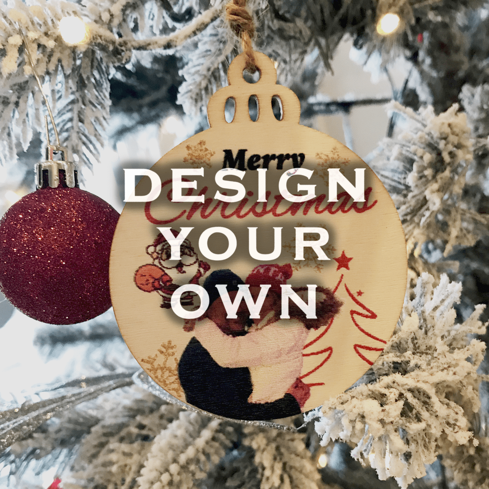 Custom Christmas Wood ornaments featuring branded designs by Disturbed Logo #CustomOrnaments #HolidayPromotions #FestiveBranding #CorporateGiftIdeas #DisturbedLogo